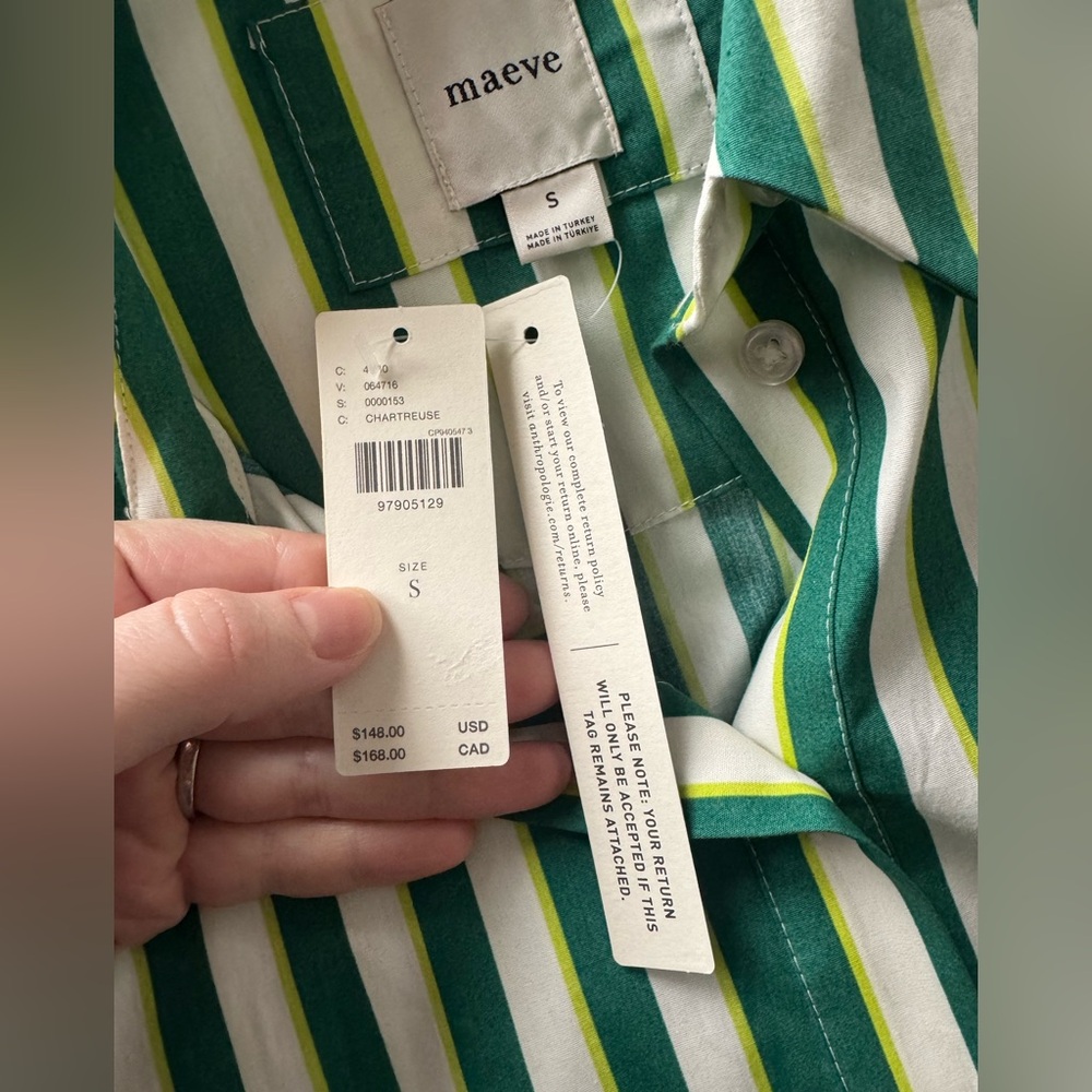 Anthropologie💚 Maeve Bettina Tiered Shirt Dress, S, NWT - Picture 8 of 16